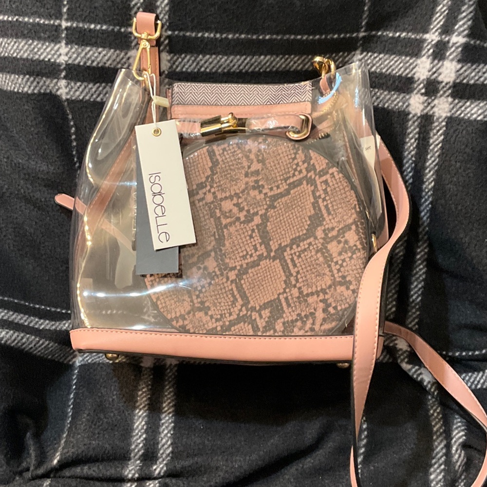Isobelle Pink and Clear Crossbody Bag